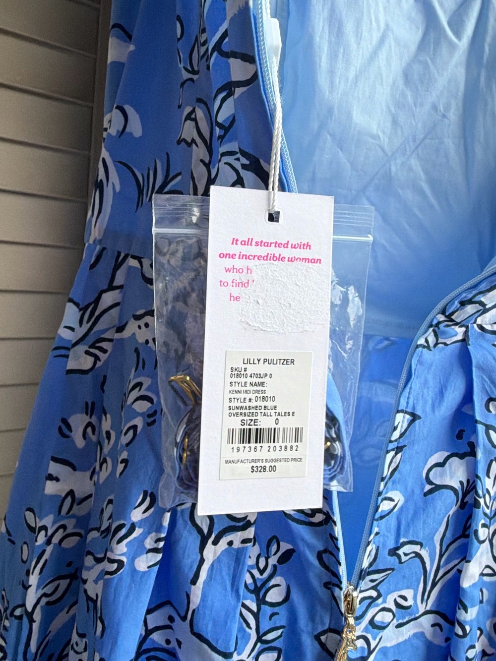 🆕 🌿🦋Lilly Pulitzer Kenni Midi Dress Size 0 Sunwashed Blue Tall Tales Strapless - Picture 12 of 17
